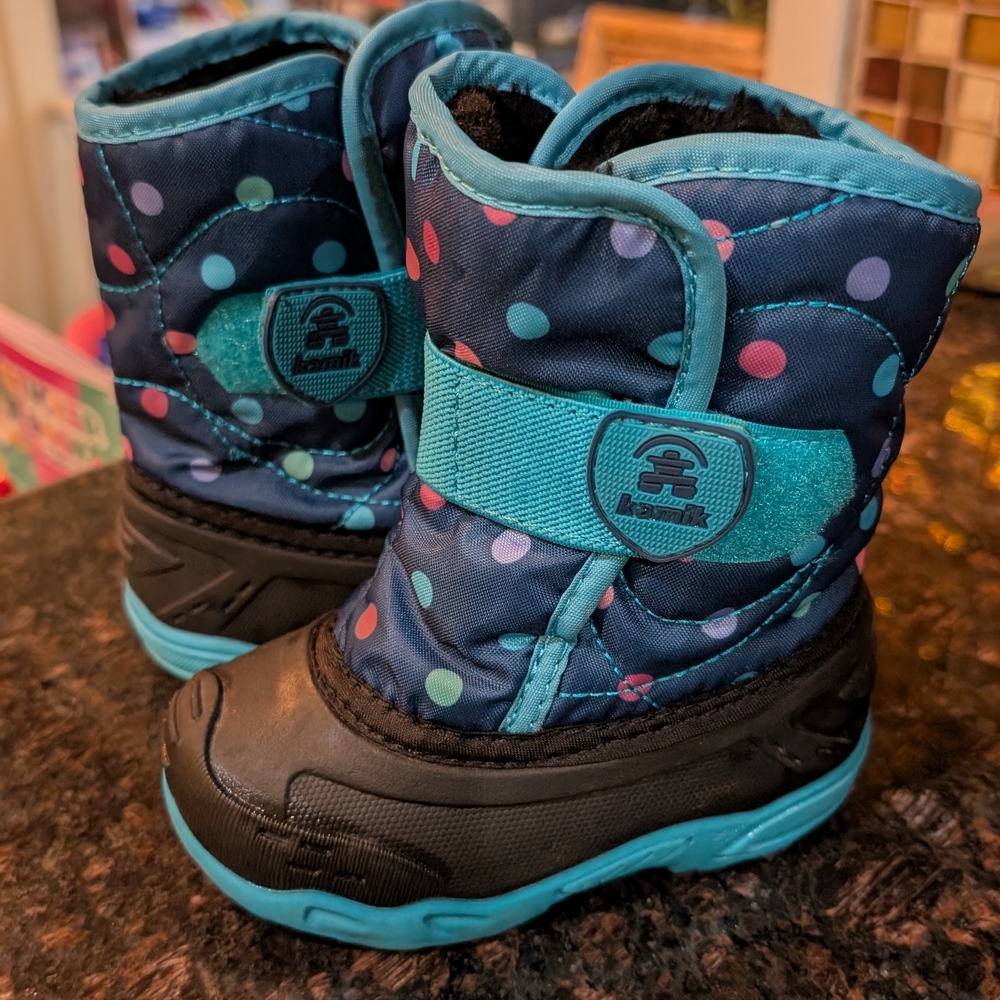 Kamik Kids Polka Dot Boots - Teal and Black